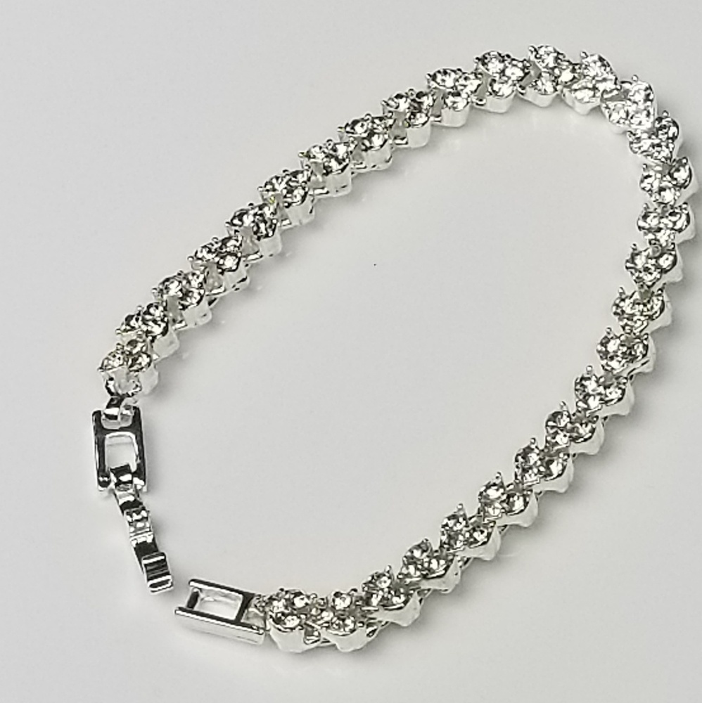 Roman Style 925 Sterling Silver Crystal Bracelet